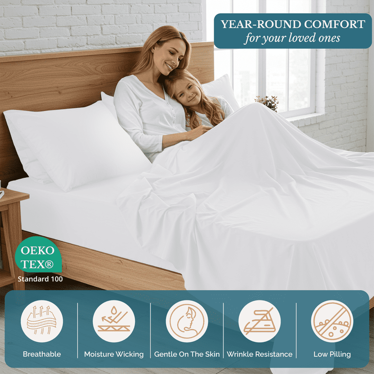 Casa Platino Queen Microfiber Sheet Set, 4-Piece White photo 3