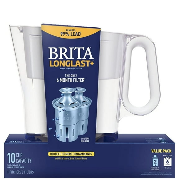 Brita Large 10-Cup Water Filter Pitcher with 2 Longlast Filters, Wave