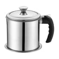 thumbnail image 1 of Oil Filter Pot Tank Container Jug Stainless Steel with Fine Mesh Dust-Proof Lid Electric Wood 1.8L, 1 of 9