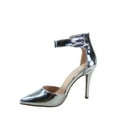 thumbnail image 2 of Young-2 Women's Patent Pointy Toe Ankle Strap Zipper Stiletto Pumps Shoes (Silver, 5.5), 2 of 2