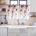 thumbnail image 2 of Red Flowers Kitchen Curtains Window Panels, Spring Floral Elegant Pastoral Watercolor Insulated Window Treatment Curtain, Grommet Curtains for Bedroom/Living Room/Bathroom, 2 Piece 42"Wx54"L, 2 of 8