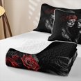 thumbnail image 4 of Erosebridal Halloween Sugar Skull Couple Twin Quilt Set, Spooky Red Rose Twin Coverlet Set for Boys Girls, Black Red Grey, 2 Pieces 1 Bedspread and 1 Pillowcase, 4 of 7