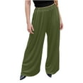 thumbnail image 1 of KIHOUT Spring Fall Wide Leg Pants for Women Elastic Waist Solid Color Full Length Joggers Pants Trousers with Pockets, 1 of 6