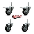 thumbnail image 2 of 3 Inch Black Poly Swivel 5/8 Inch Threaded Stem Caster Set 2 Total Lock Brakes, 2 of 2