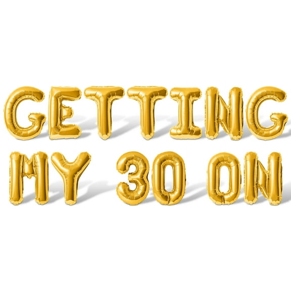 Letter Balloons - GETTING MY 30 ON 16" Inch Alphabet Letters Foil Mylar Balloon 30th Birthday Party Banner (Gold)