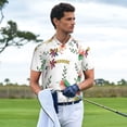 thumbnail image 3 of Goofa Pretty Floral With Leaves Print Mens Polo Shirts Quick Dry Short Sleeve Golf T Shirt Performance Moisture Wicking Casual Workout-Small, 3 of 6