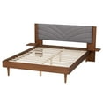 thumbnail image 3 of Baxton Studio Hemera Gray Fabric Brown Wood King Size Platform Bed With Table, 3 of 6