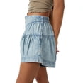 thumbnail image 2 of utcoco Women's 2026 Denim Shorts Casual Summer High Waisted Wide Leg Buttons Pleated Ruffle Jean Shorts, 2 of 5