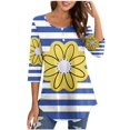 thumbnail image 4 of Birdeem Blouse for Women Womens Round Neck 3/4 Sleeve Button Up Top, 4 of 9