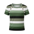 thumbnail image 6 of Summer Tees for Women Striped Short Sleeve Crewneck Pullover Tops Breathable Casual Outfits Olive Green S, 6 of 7