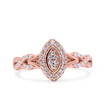 Rose Tone, Simulated Cubic Zirconia Size-7 Marquise Infinity Half Eternity Ring Wedding Engagement Band 925 Sterling Silver