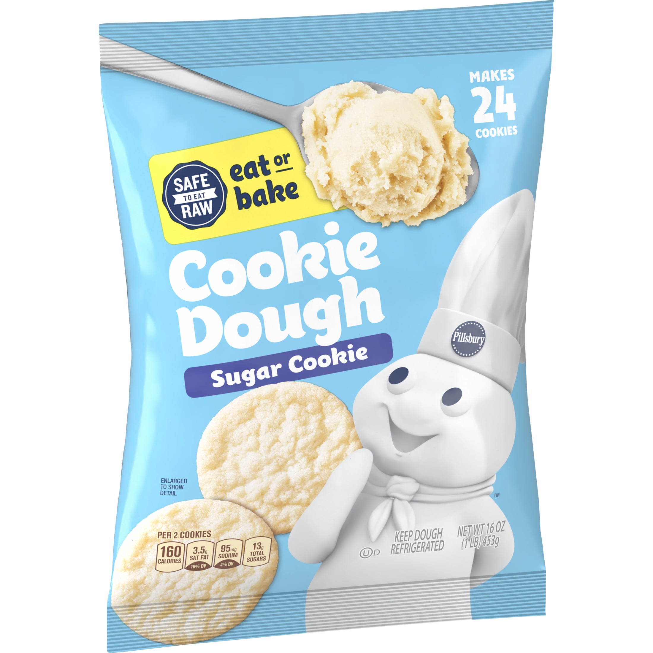 Pillsbury Ready to Bake Refrigerated Sugar Cookie Dough, Makes 24 Cookies, 16 oz