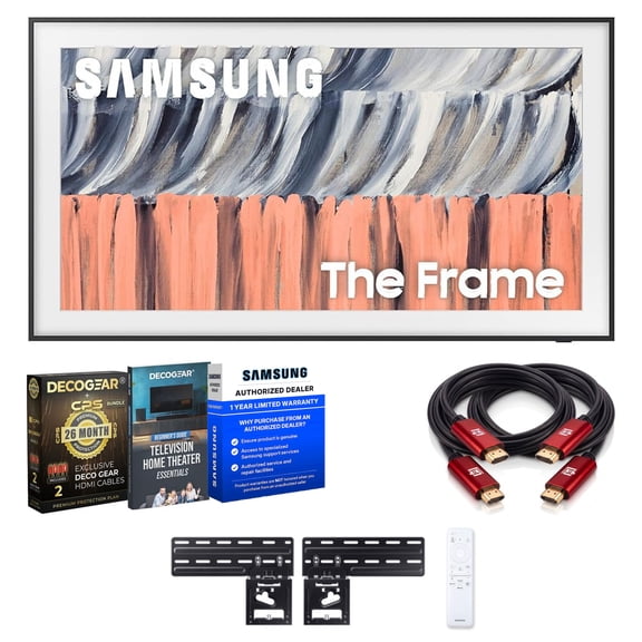 Samsung 55" Class The Frame QLED 4K TV (2026) Bundle with Television Home Theater Beginner's Guide Deco Gear CPS Exclusive 26 Month Extended Protection 2x 6FT 4K HDMI 2.0 Cable