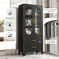thumbnail image 3 of 61.02”H Metal Pantry Storage Cabinet with Drawer,Pantries Cabinets with Acrylic Glass Doors and Adjustable Shelves,Cupboard for Kitchen, Laundry Room,Living Room,Bathroom,Dinning Room, 3 of 7