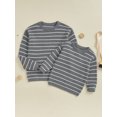 thumbnail image 4 of Mommy and Me Matching Outfits Sweater Stripe Long Sleeve Knitwear Crewneck Pullover Knit Tops, 4 of 10