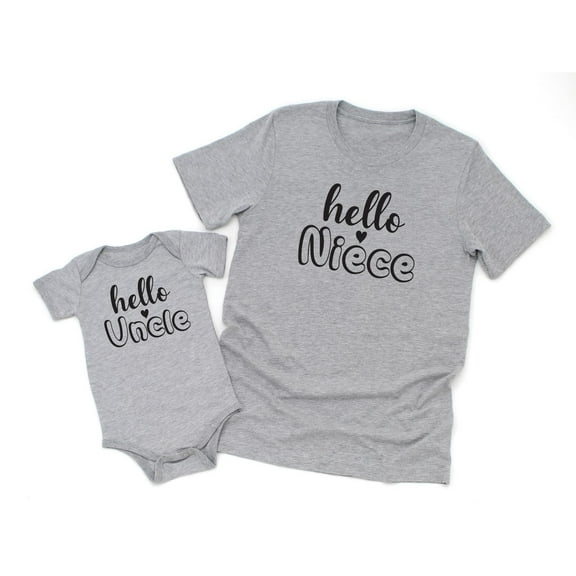 Hello Niece Men's T-Shirt Matching Tee Hello Uncle Baby Bodysuit Kids Toddler Shirt