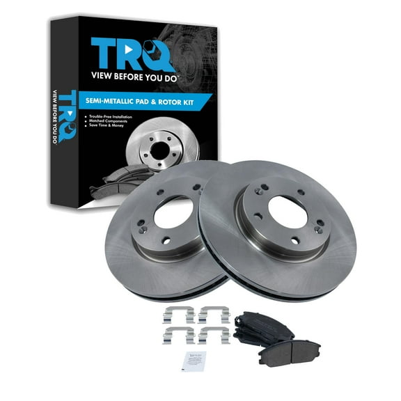 TRQ Front Brake Pad & Rotor Kit Brake Pads Brake Rotor Semi-Metallic Fits Select 2001-2005 Hyundai Santa Fe