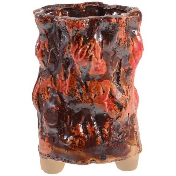 FONWILYO Handmade Ceramic Planter Pink Crude Pottery Creative Design for Flower Growing 1Pc