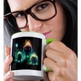 thumbnail image 2 of 3drose, Cute Glowing Creatures with Plant-like Features, in a Dark Forest., 11oz Two-tone Green Mug, 2 of 6