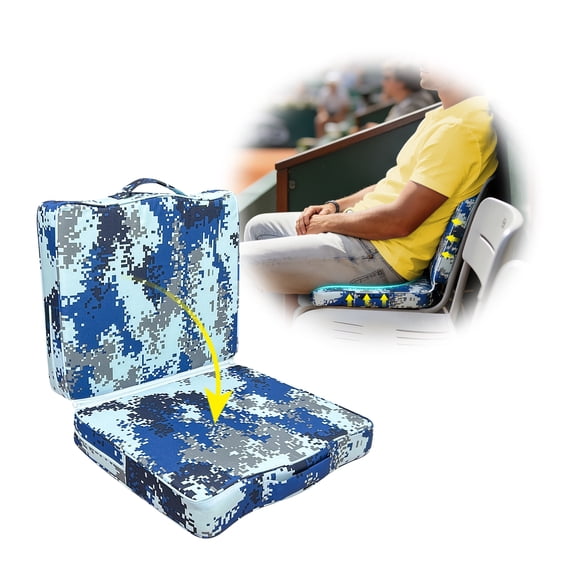 Bleacher Cushions for Adults - Stadium Cushion Seat Pad with Back Support & Handle - 4" Ultra Thick Foam 3-in-1 Portable Foldable Waterproof Seat Padded for Outdoor Chairs, Basketball & Bench