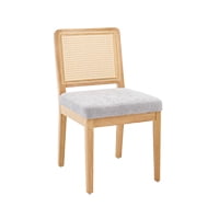 Grey - Chenille - Natural Wood Frame