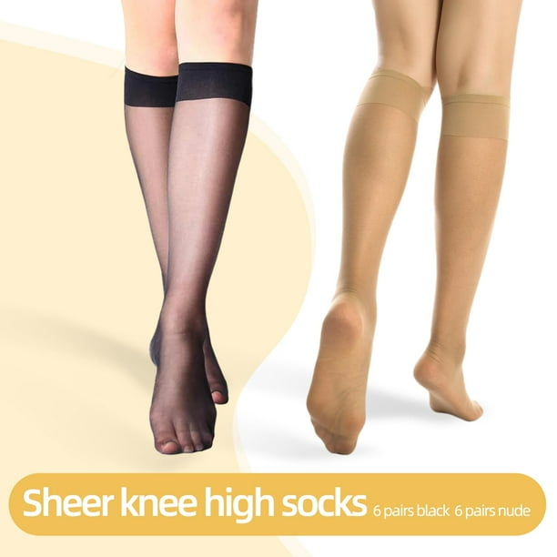 Knee high top nylon socks