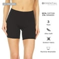 thumbnail image 6 of Essential Elements 3 Pack: Woman's Cotton Stretch Bike Slip Yoga Exercise Undergarment Boxer Boy Shorts XS-3XL X-Small, Black, 6 of 7