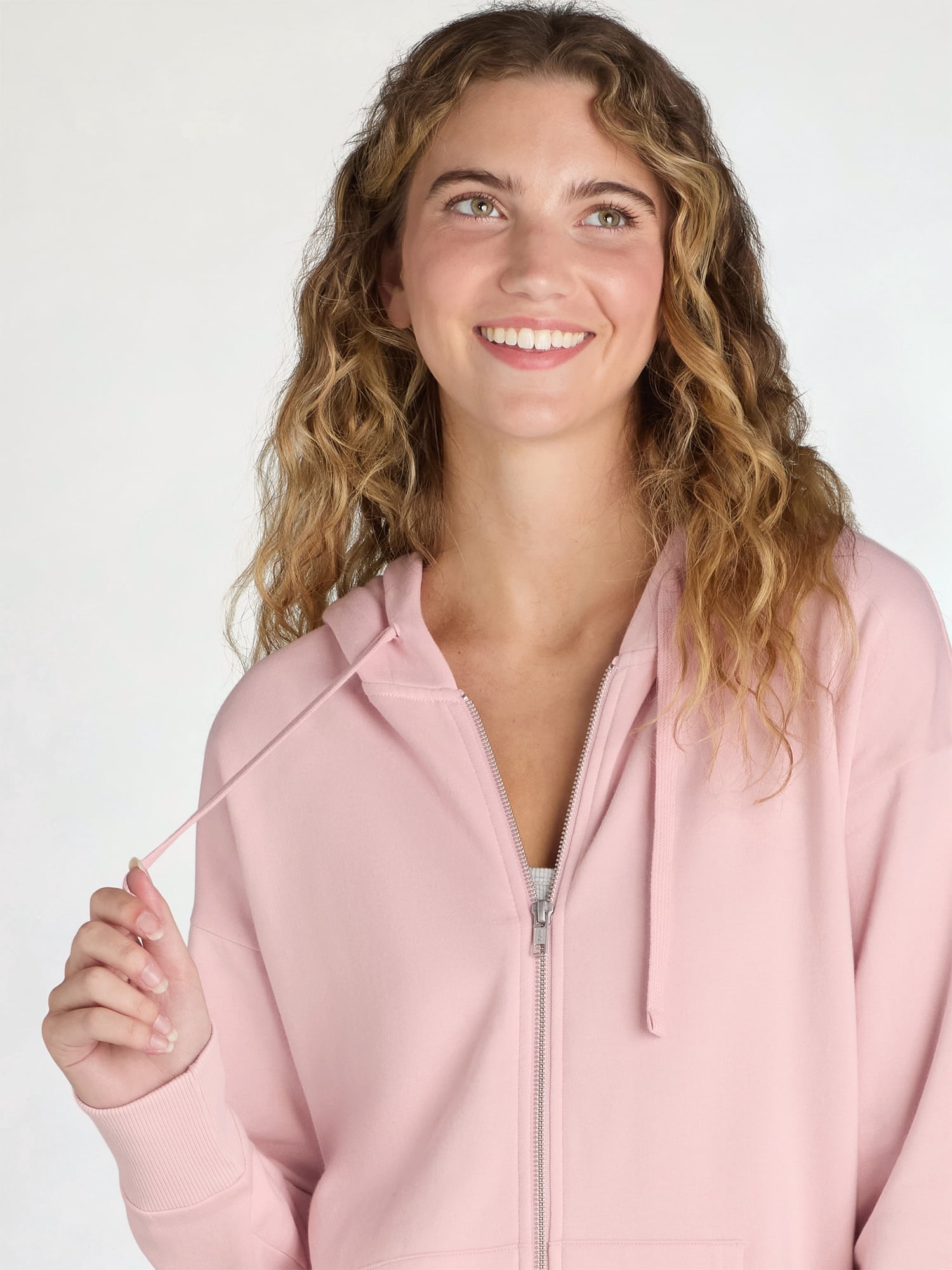 Time and Tru Women's and Women's Plus Zip Up Fleece Jacket with Hood, Sizes XS-4X