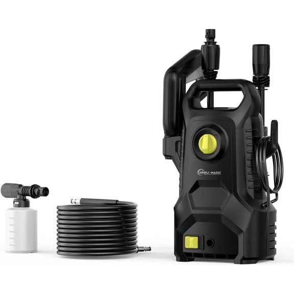 Simpli-Magic Electric Power Washer Kit 1650 PSI Pressure Washer with Foam Cannon, Cable, and Hose