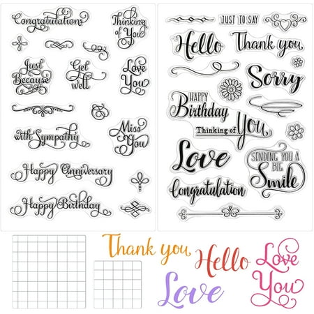 4 Pieces Crafts Words Clear Stamps Blessing Words Stamp Silicone Stamp ...