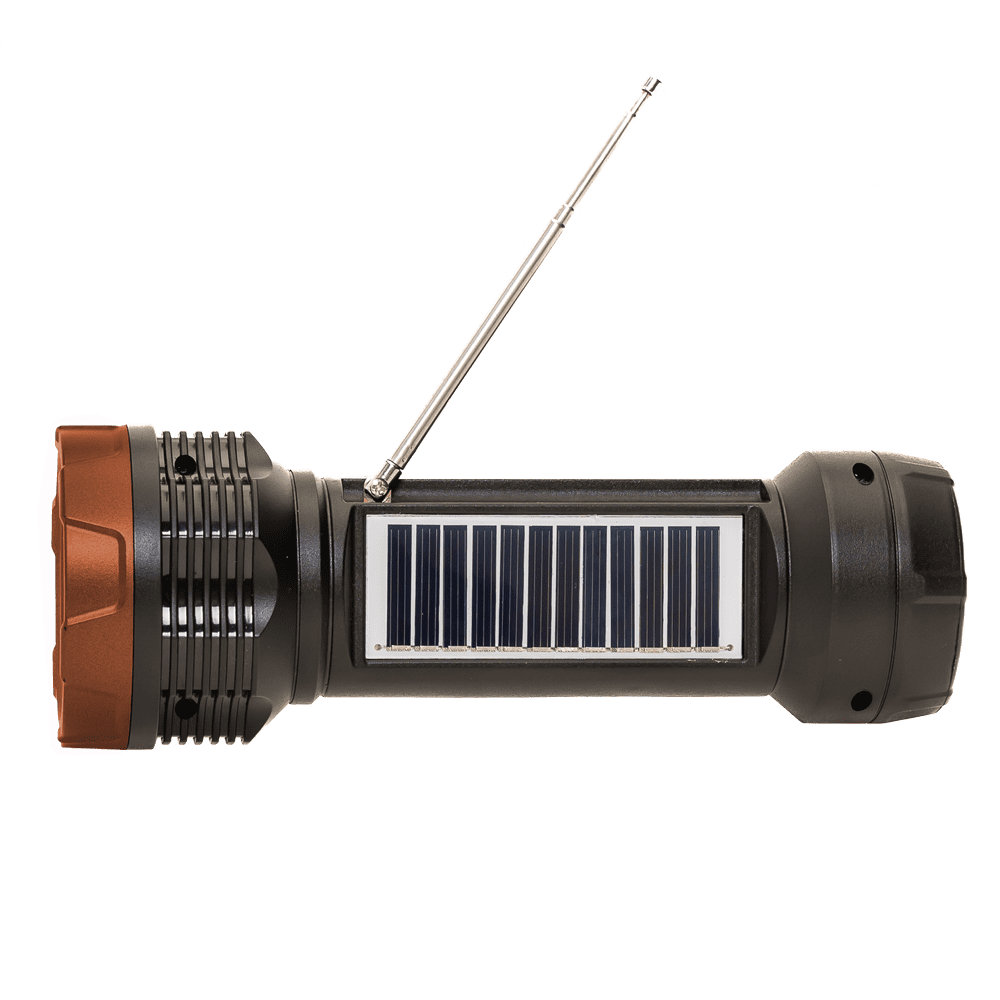 Audiobox FSL-200 Solar Rechargeable Flashlight with Bluetooth Speaker, FM Radio, TWS, and LED Light – Portable for Camping, Hiking, Travel – Copper