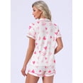 thumbnail image 4 of DARING DIVA Women's Pajama Sets Short Sleeves Bow Button Up Tops and Shorts M Pink, 4 of 7