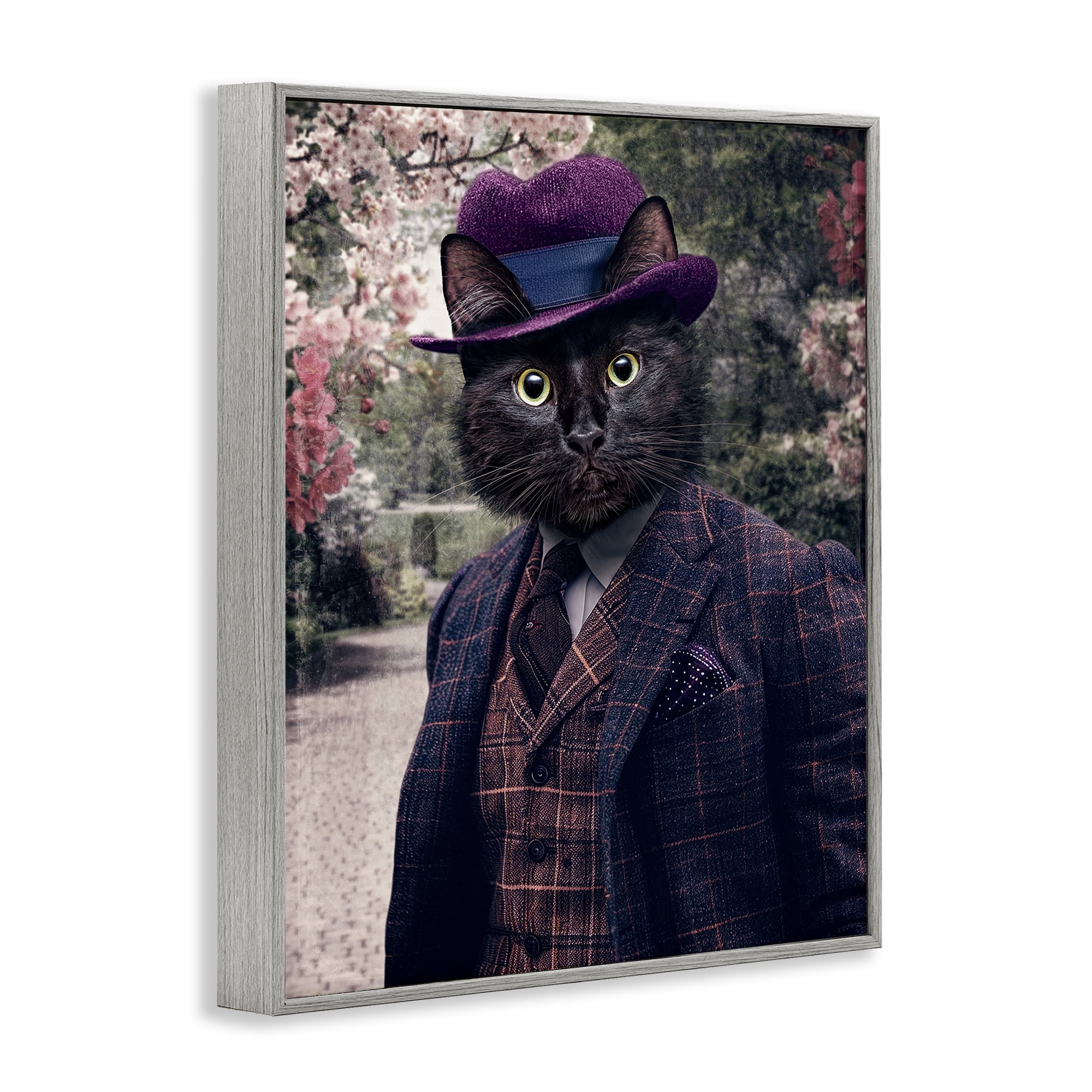 Stupell Industries Vintage Clothing Cat Animals & Insects Painting Gray Framed Art Print Wall Art, 11 x 14