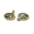 thumbnail image 2 of 3pcs Rack Plating Brass Pendants with Imitation Pearl Beads Cadmium Free & Lead Free & Nickle Free Flat Round with Woman Pattern Greece Coin Charm Silver & Golden, 2 of 3