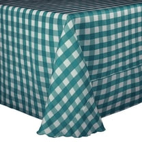 Ultimate Textile (2 Pack) 54 x 96-Inch Oval Polyester Gingham Checkered Tablecloth - for Picnic, Outdoor or Indoor Party use, Teal and White