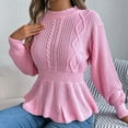 thumbnail image 2 of UJNDER Stylish Pullover Sweater for Women with Waist Ruffled Long Sleeve Comfortable Fit Everyday Pink S, 2 of 3