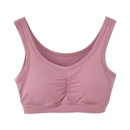 Yyeselk Women s No Underwire Bra Cotton Ultra-Soft Lightweight Detachable Pad Wireless Everyday Bras Crop Tank Tops Pink XXL