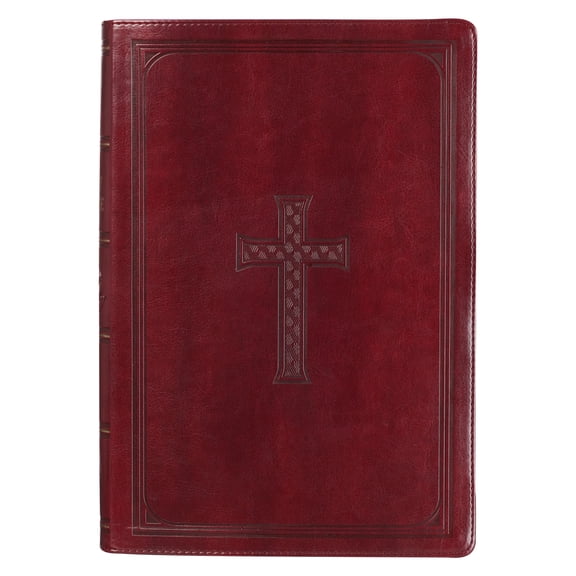 Pre-Owned KJV Holy Bible, Super Giant Print Faux Leather Red Letter Edition - Thumb Index & Ribbon Marker, King James Version, Burgundy