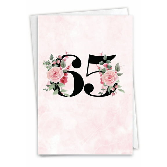NobleWorks 65th Milestone Birthday Greeting Card with 5 x 7 Inch Envelope (1 Card) Floral Age 65 C8258MBG