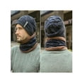 thumbnail image 2 of Men Beanie Hat & Scarf Set Neck Cover Winter Warm Fleece Knitted Thick Ski Cap, 2 of 4