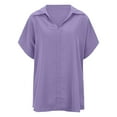thumbnail image 4 of BJUTIR Womens Shirts Tops Solid Color Business Casual Short Sleeve Shirt, 4 of 5