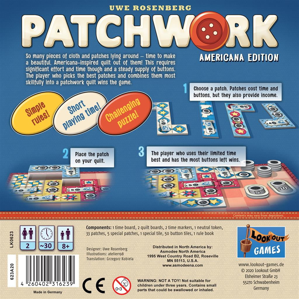  Lookout Games Patchwork: Americana Edition : Toys & Games