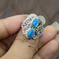 thumbnail image 2 of Blue Dainty Opal Gemstone Pure 925 Sterling Silver Handmade Promise Silver Design Ring Gift Jewelry, 2 of 5