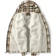 thumbnail image 3 of SPEEDRUN Mens Flannel Hoodie Plaid Jacket Fleece Sherpa Lined Full Zip Up Sweatshirt Winter Hooded Shirts Coat Khaki 2XL, 3 of 5