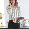 thumbnail image 4 of Baberdicy Women's T-Shirts Blouse Shirts Sleeve Long Office Lapel Business Women Tops Hirt Lady Stripe Women's Blouse Womens Tops White, 4 of 8