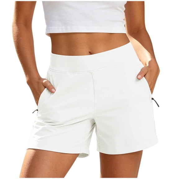 Costeam Womens Quick Dry Elastic Waist Hiking Shorts Lightweight Stretch Casual Outdoor Shorts with Zipper Side Pockets