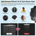 thumbnail image 4 of 12'' Filtered Rainfall Shower  with Handheld Combo, High  Shower Wand, 16'' Adjustable Extension Arm, 20 Stage Shower Filter, 71'' Hose, Shower Holder, Matte Black, 4 of 7