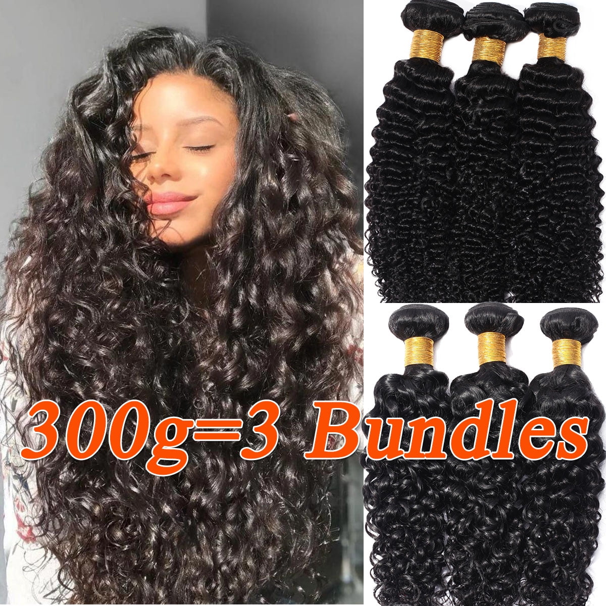 SEGO Brazilian Deep Wave Curly Human Hair Bundles Straight Loose Wave 100% Unprocessed Virgin Hair Kinky Curly Hair Extensions Natural Black