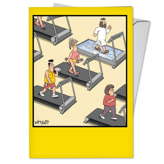 C4068BDG Hilarious Birthday Greeting Card 'Exercise On Water' with Envelope by NobleWorks