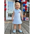 thumbnail image 2 of Loicainy Kids Toddler Baby Girl Dress for 4th of July 6 12 24 Months 2T 3T 4T 5T Letters Embroidery Sleeveless Collared Striped Dresses, 2 of 9